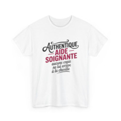 Tee Shirt Authentique Aide-Soignante – T-Shirt Unisexe Humour Métier Santé Cadeau Blanc ou Sport Grey S-3XL