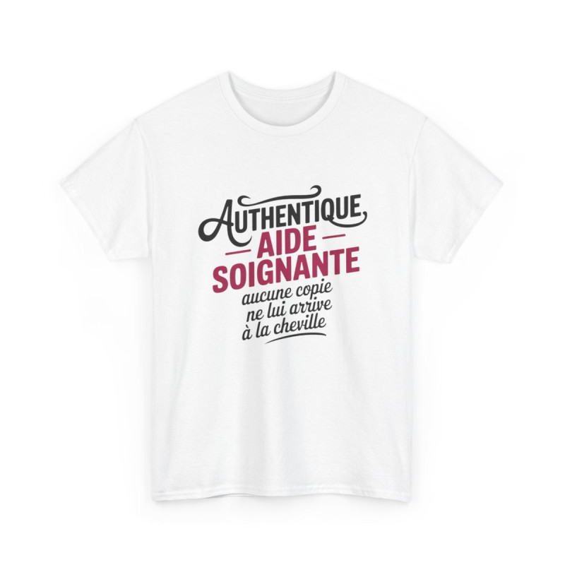 Tee Shirt Authentique Aide-Soignante – T-Shirt Unisexe Humour Métier Santé Cadeau Blanc ou Sport Grey S-3XL