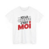 Tee Shirt Femme Ici la cheffe c’est moi – T-Shirt Humour Autorité Maison ou Bureau Blanc ou Sport Grey S-3XL
