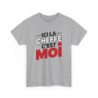Tee Shirt Femme Ici la cheffe c’est moi – T-Shirt Humour Autorité Maison ou Bureau Blanc ou Sport Grey S-3XL