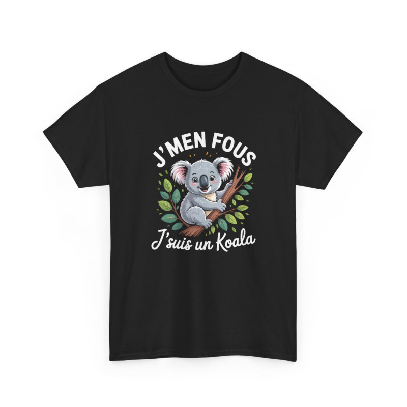 Tee Shirt J’m’en fous j’suis un Koala – T-Shirt Humour Animal Mignon Unisexe Noir S-3XL
