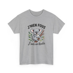 Tee Shirt J’m’en fous j’suis un Koala – T-Shirt Humour Animal Mignon Unisexe Blanc ou Gris S-3XL