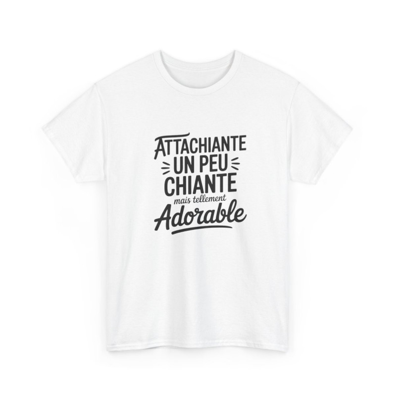T-shirt Femme Humour Attachiante Un Peu Chiante  Adorable Tee Shirt Drôle Blanc Gris Sport Idée Cadeau Originale