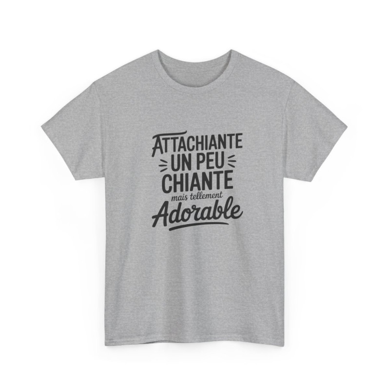 T-shirt Femme Humour Attachiante Un Peu Chiante  Adorable Tee Shirt Drôle Blanc Gris Sport Idée Cadeau Originale