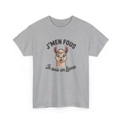 T-shirt Humour J’m’en Fous Je Suis un Lama  Tee Shirt Drôle Animal Mignon Unisexe Blanc Gris Sport  Idée Cadeau Originale
