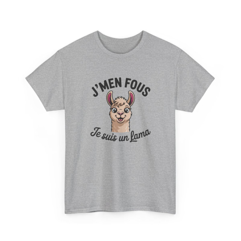 T-shirt Humour J’m’en Fous Je Suis un Lama  Tee Shirt Drôle Animal Mignon Unisexe Blanc Gris Sport  Idée Cadeau Originale