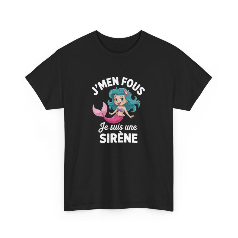T-shirt Femme Humour J’m’en Fous Je Suis une Sirène – Tee Shirt Drôle Mignon Noir – Idée Cadeau