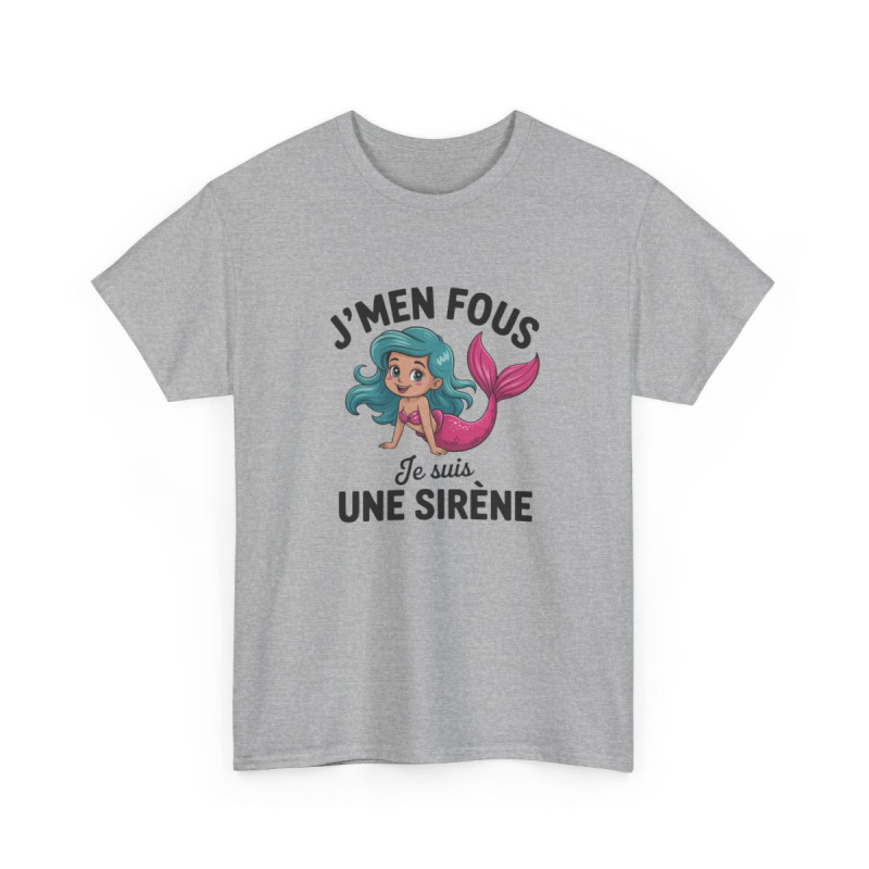 T-shirt Femme Humour J’m’en Fous Je Suis une Sirène – Tee Shirt Drôle et Mignon Blanc Gris Sport