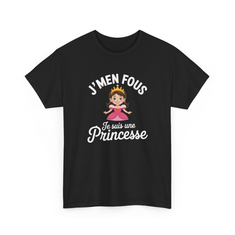 T-shirt Femme Humour J’m’en Fous Je Suis une Princesse – Tee Shirt Drôle et Mignon Noir – Idée Cadeau