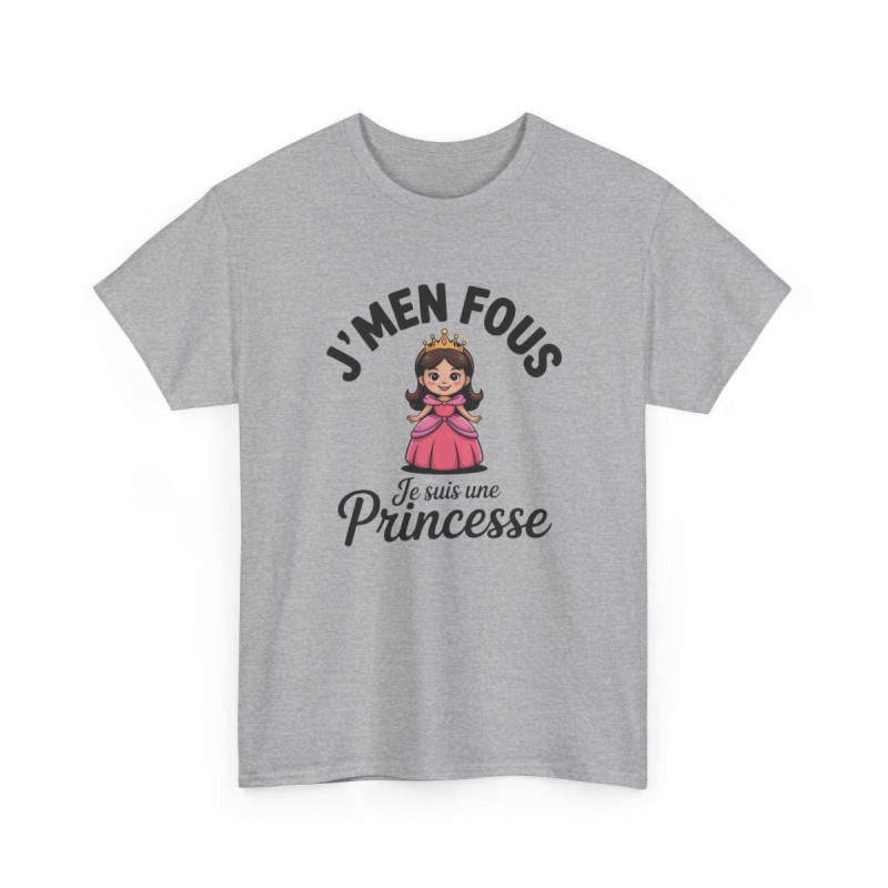 T-shirt Femme Humour J’m’en Fous Je Suis une Princesse – Tee Shirt Drôle Mignon Blanc Gris Sport – Idée Cadeau