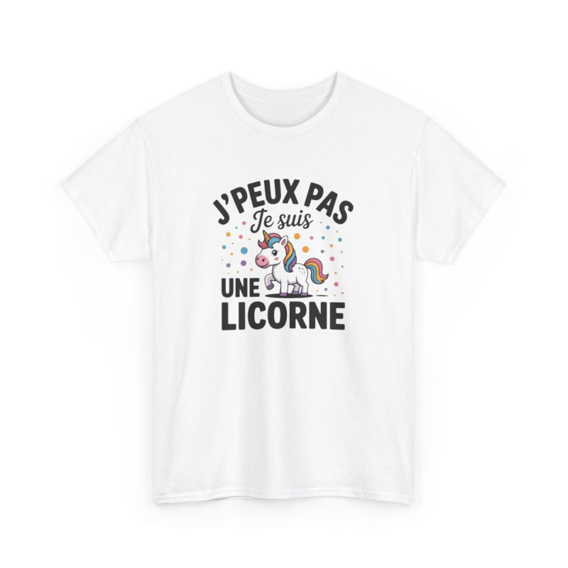 T-shirt Humour J’Peux Pas Je Suis une Licorne – Tee Shirt Adulte Femme Drôle et Mignon Blanc Gris Sport
