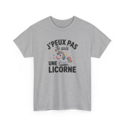 T-shirt Humour J’Peux Pas Je Suis une Licorne – Tee Shirt Adulte Femme Drôle et Mignon Blanc Gris Sport