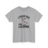T-shirt Humour J’Peux Pas Je Suis une Licorne – Tee Shirt Adulte Femme Drôle et Mignon Blanc Gris Sport