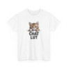 T-shirt Drôle “Chat Lut” – Tee Shirt Humour Chat Mignon Blanc Gris – Idée Cadeau Amoureux des Chats