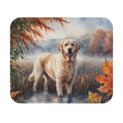 Tapis de souris 22x18 cm – Labrador Sable dans Brume d’Automne – Illustration Aquarelle – Nature & Forêt – Base Antidérapante
