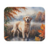 Tapis de souris 22x18 cm – Labrador Sable dans Brume d’Automne – Illustration Aquarelle – Nature & Forêt – Base Antidérapante