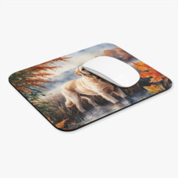 Tapis de souris 22x18 cm – Labrador Sable dans Brume d’Automne – Illustration Aquarelle – Nature & Forêt – Base Antidérapante