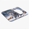 Tapis de souris 22x18 cm – Loups dans la Neige – Aquarelle Hivernale – Duo Sauvage – Forêt Enneigée – Base Antidérapante