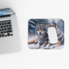 Tapis de souris 22x18 cm – Loups dans la Neige – Aquarelle Hivernale – Duo Sauvage – Forêt Enneigée – Base Antidérapante