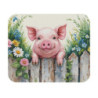 Tapis de souris 22x18 cm – Petit Cochon Mignon au Sourire Champêtre – Illustration Aquarelle Colorée avec Fleurs