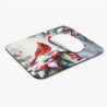 Tapis de souris 22x18 cm – Deux Oiseaux Rouges sur Branche Enneigée – Illustration Aquarelle Hivernale avec Baies