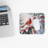 Tapis de souris 22x18 cm – Deux Oiseaux Rouges sur Branche Enneigée – Illustration Aquarelle Hivernale avec Baies