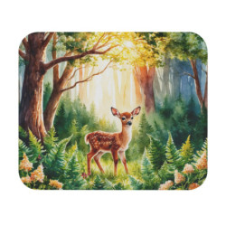 Tapis de souris 22x18 cm – Faon dans la Forêt Enchantée – Illustration Aquarelle Lumineuse Nature & Animaux