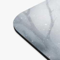 Tapis de souris 22x18 cm – Chouette Hivernale avec Bonnet Rouge – Illustration Aquarelle Mignonne & Neige