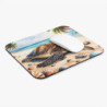 Tapis de souris 22x18 cm – Tortue Marine sur Plage Tropicale – Illustration Aquarelle Réaliste Océan & Coquillages