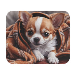 Tapis de souris 22x18 cm – Chihuahua sous Couverture Douce – Illustration Réaliste Mignonne & Cocooning