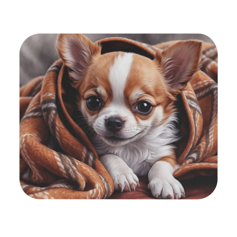 Tapis de souris 22x18 cm – Chihuahua sous Couverture Douce – Illustration Réaliste Mignonne & Cocooning