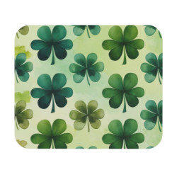 Tapis de souris 22x18 cm – Motif Trèfles à Quatre Feuilles – Illustration Aquarelle Verte Chance & Nature