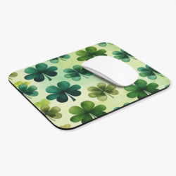 Tapis de souris 22x18 cm – Motif Trèfles à Quatre Feuilles – Illustration Aquarelle Verte Chance & Nature