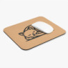 Tapis de souris 22x18 cm – Chat Endormi Minimaliste – Illustration Ligne Noire sur Fond Beige – Design Épuré & Doux