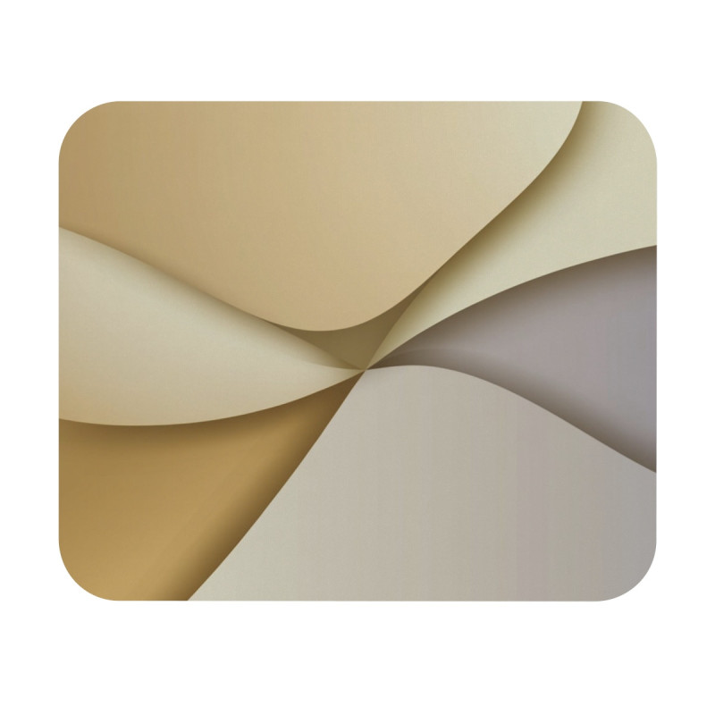Tapis de souris 22x18 cm – Design Abstrait Doré & Beige – Formes Fluides Élégantes & Style Moderne