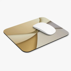 Tapis de souris 22x18 cm – Design Abstrait Doré & Beige – Formes Fluides Élégantes & Style Moderne