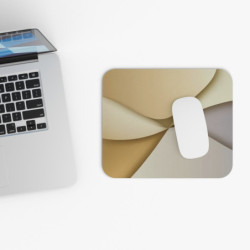 Tapis de souris 22x18 cm – Design Abstrait Doré & Beige – Formes Fluides Élégantes & Style Moderne
