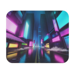 Tapis de souris 22x18 cm – Ville Futuriste Néon – Illustration Cyberpunk Nocturne & Lumières Colorées