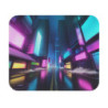 Tapis de souris 22x18 cm – Ville Futuriste Néon – Illustration Cyberpunk Nocturne & Lumières Colorées