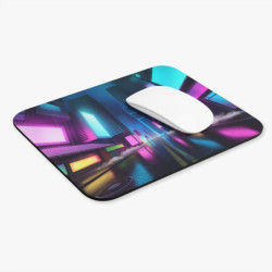 Tapis de souris 22x18 cm – Ville Futuriste Néon – Illustration Cyberpunk Nocturne & Lumières Colorées