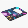 Tapis de souris 22x18 cm – Ville Futuriste Néon – Illustration Cyberpunk Nocturne & Lumières Colorées