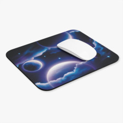 Tapis de souris 22x18 cm – Univers Galactique & Planètes – Illustration Spatiale Futuriste Bleue & Violette