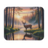 Tapis de souris 22x18 cm – Cerf Majestueux au Lever du Soleil – Illustration Nature & Forêt Lumineuse – Surface Lisse