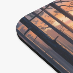 Tapis de souris 22x18 cm – Cerf Majestueux au Lever du Soleil – Illustration Nature & Forêt Lumineuse – Surface Lisse