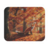 Tapis de souris 22x18 cm – Renard dans la Forêt d’Automne – Illustration Nature & Lumière Dorée – Surface Lisse