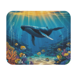 Tapis de souris 22x18 cm – Baleine et Poissons Tropicaux – Monde Sous-Marin Coloré – Océan Lumineux & Coraux Exotiques