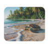 Tapis de souris 22x18 cm – Tortue sur la Plage Tropicale – Océan, Palmiers & Sérénité Naturelle – Design Marin & Zen