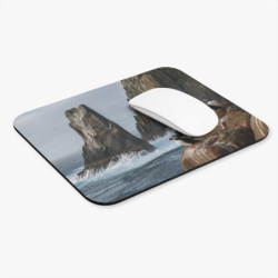 Tapis de souris 22x18 cm – Macareux sur les Falaises – Océan Sauvage & Nature Nordique – Design Marin et Authentique