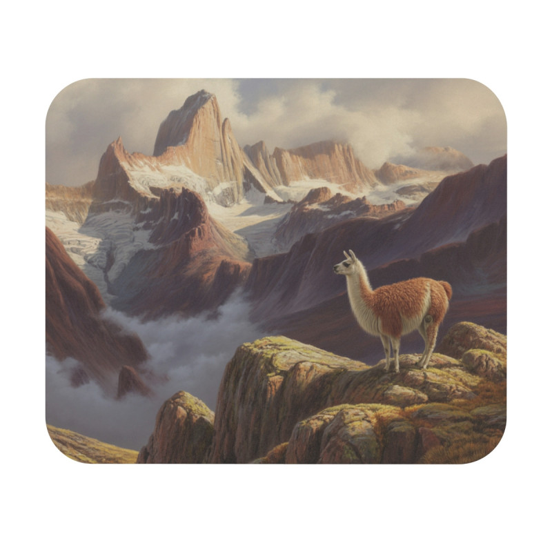 Tapis de souris 22x18 cm – Lama dans les Andes – Montagnes Majestueuses & Paysage Naturel – Ambiance Aventure & Sérénité