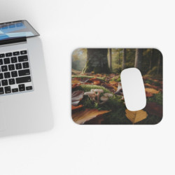 Tapis de souris 22x18 cm – Hérisson dans la Forêt d’Automne – Champignons & Feuilles Dorées